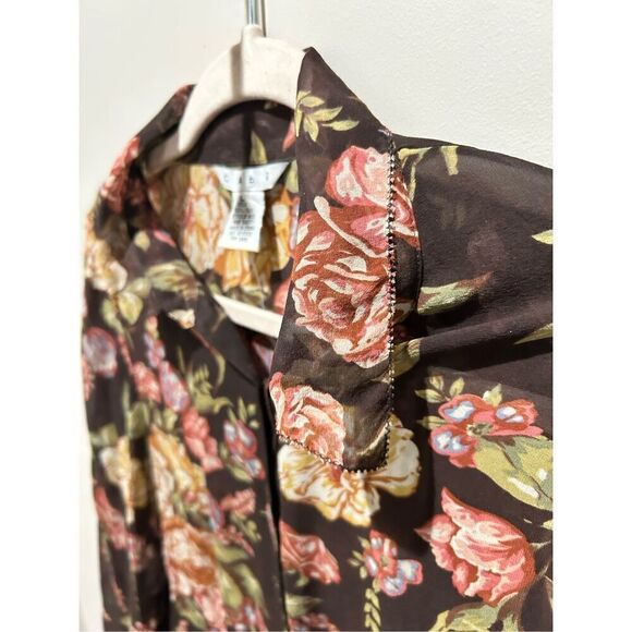 CAbi Silk Multicolor Floral Print Blouse - Picture 8 of 9